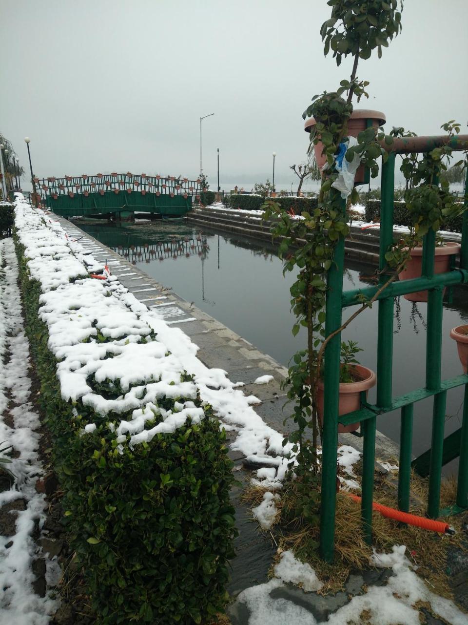 Houseboat Young Snow View Front Line Dal Lake Srīnagar Esterno foto